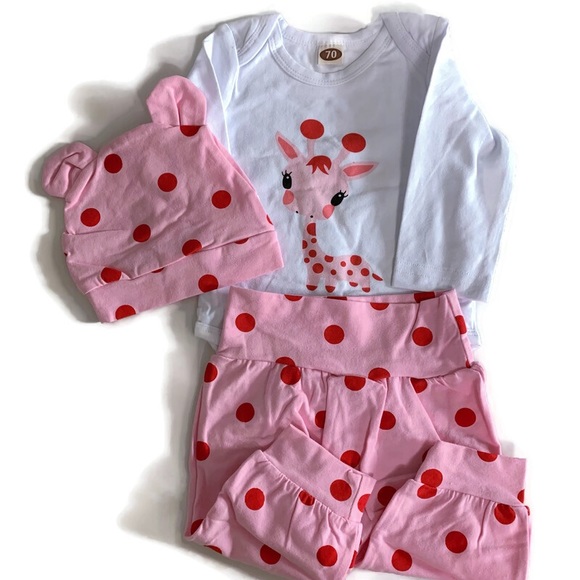 🌱2 for $15🌱 Pink giraffe and polka dot set - Picture 1 of 7